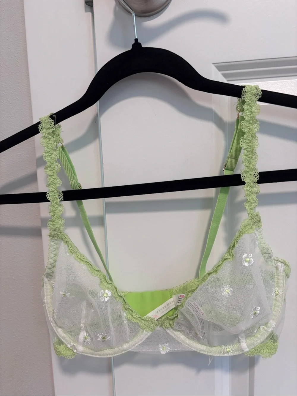 Free People Intimately Sheer Floral Lace Underwire Bra in Light Green 32D